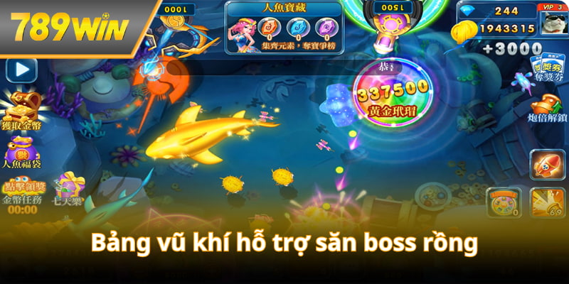 Bảng vũ khí và phím kỹ năng hỗ trợ săn boss rồng